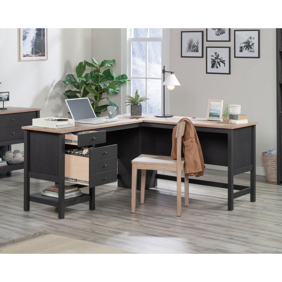 Shaker Style L-Shaped Raven Oak Desk